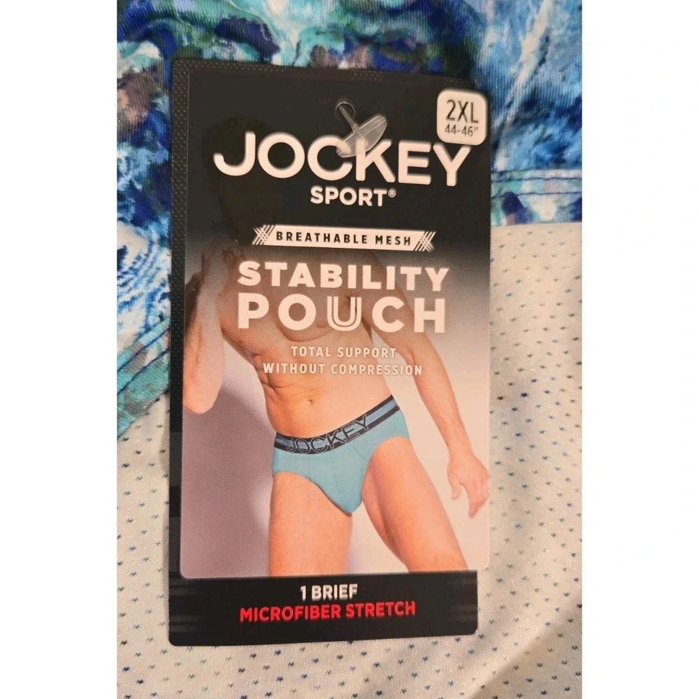 Jockey Sport Underwear 2XL Brief Stability Pouch Microfiber Blue Lot of 2